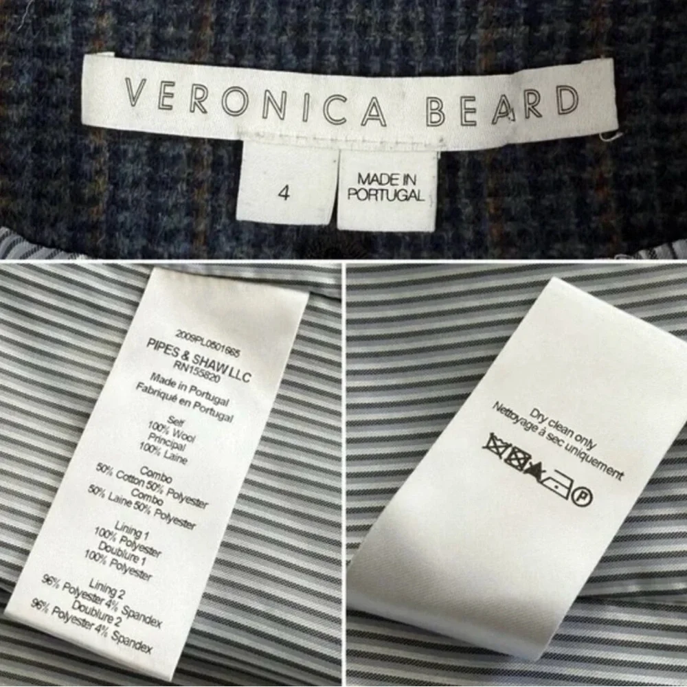 Veronica Beard Yareli navy plaid blazer - Picture 3 of 3